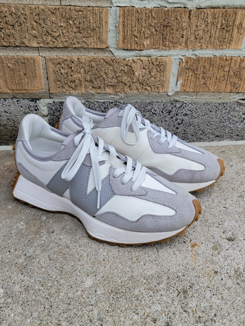 New Balance 327 Raincloud/Reflection Gray White Suede Retro Sneakers Womens 8